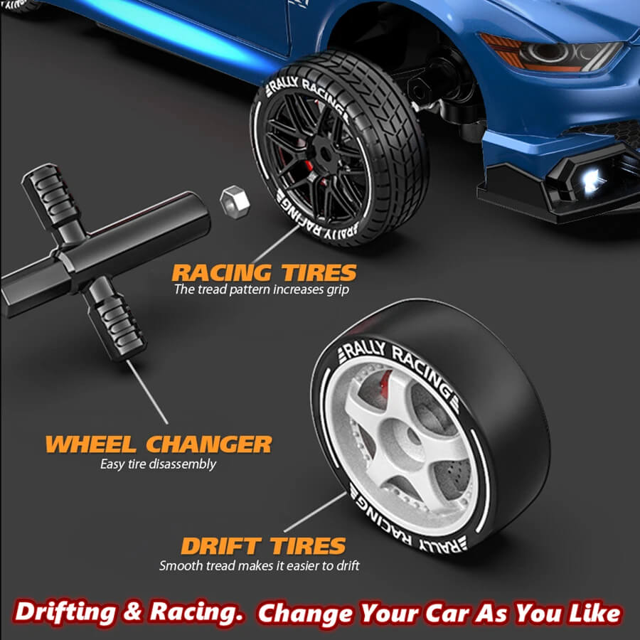 Oike 4WD GT RC Drift Car with Racing & Drift Tyres and LED Lights
