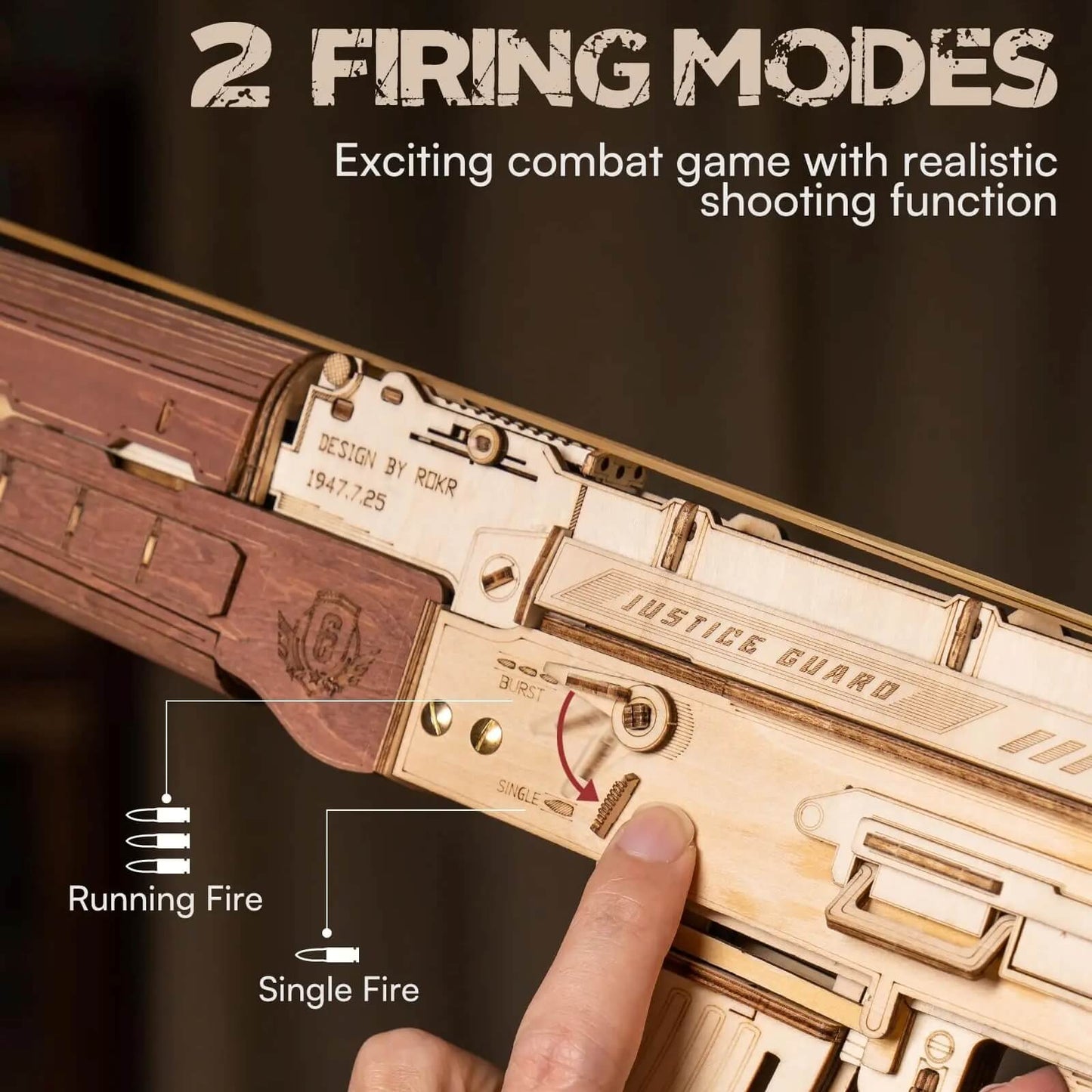 ROKR Automatic Rifle AK47 DIY Model Building Kit - 3D Wooden Puzzle