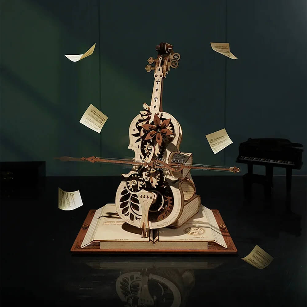 ROKR Magic Cello Mechanical Music Box DIY Kit - 3D Wooden Puzzle