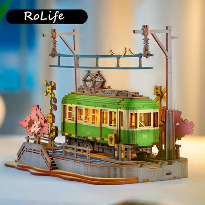 RoLife Classic Tram Model Building DIY Kit - 3D Wooden Puzzle