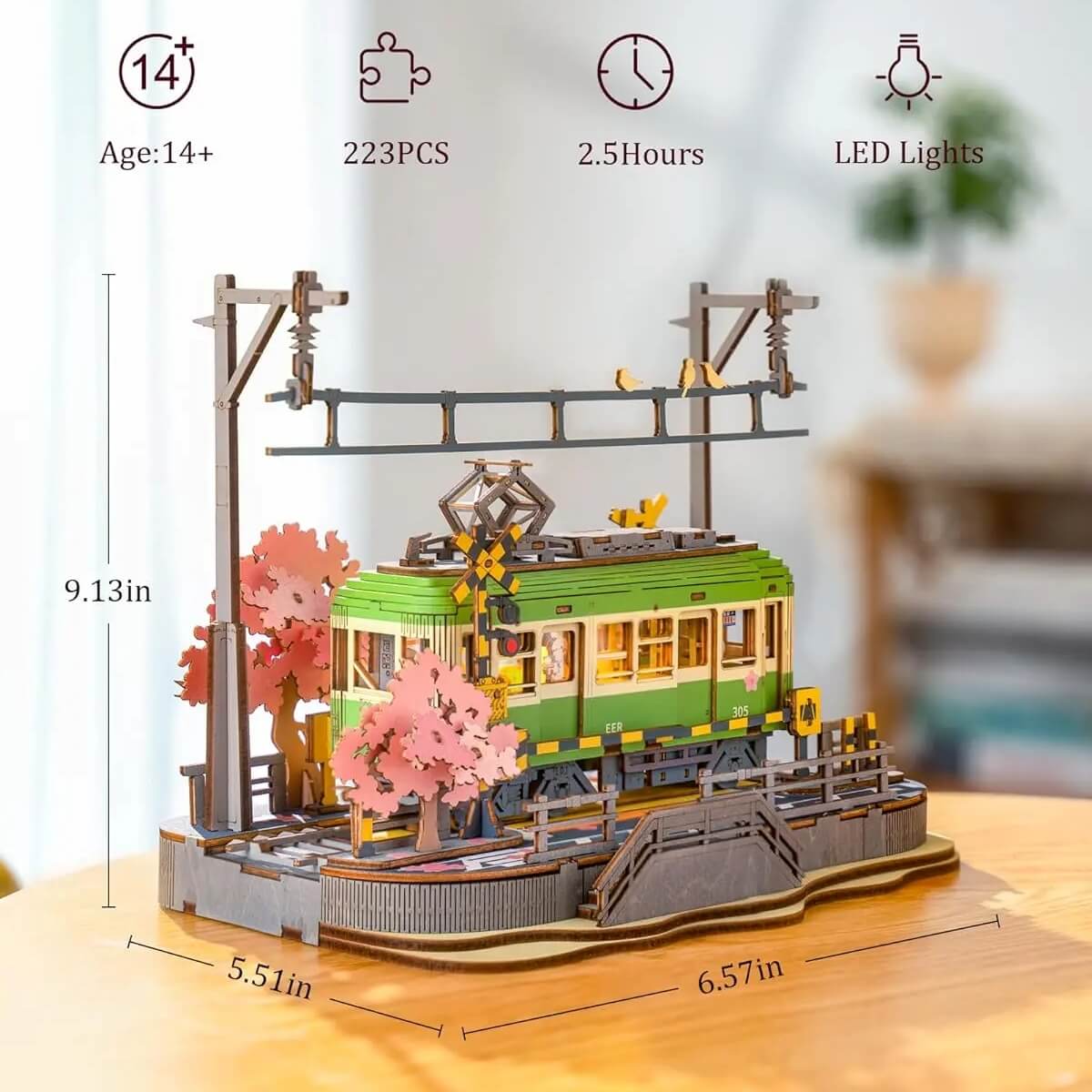 RoLife Classic Tram Model Building DIY Kit - 3D Wooden Puzzle