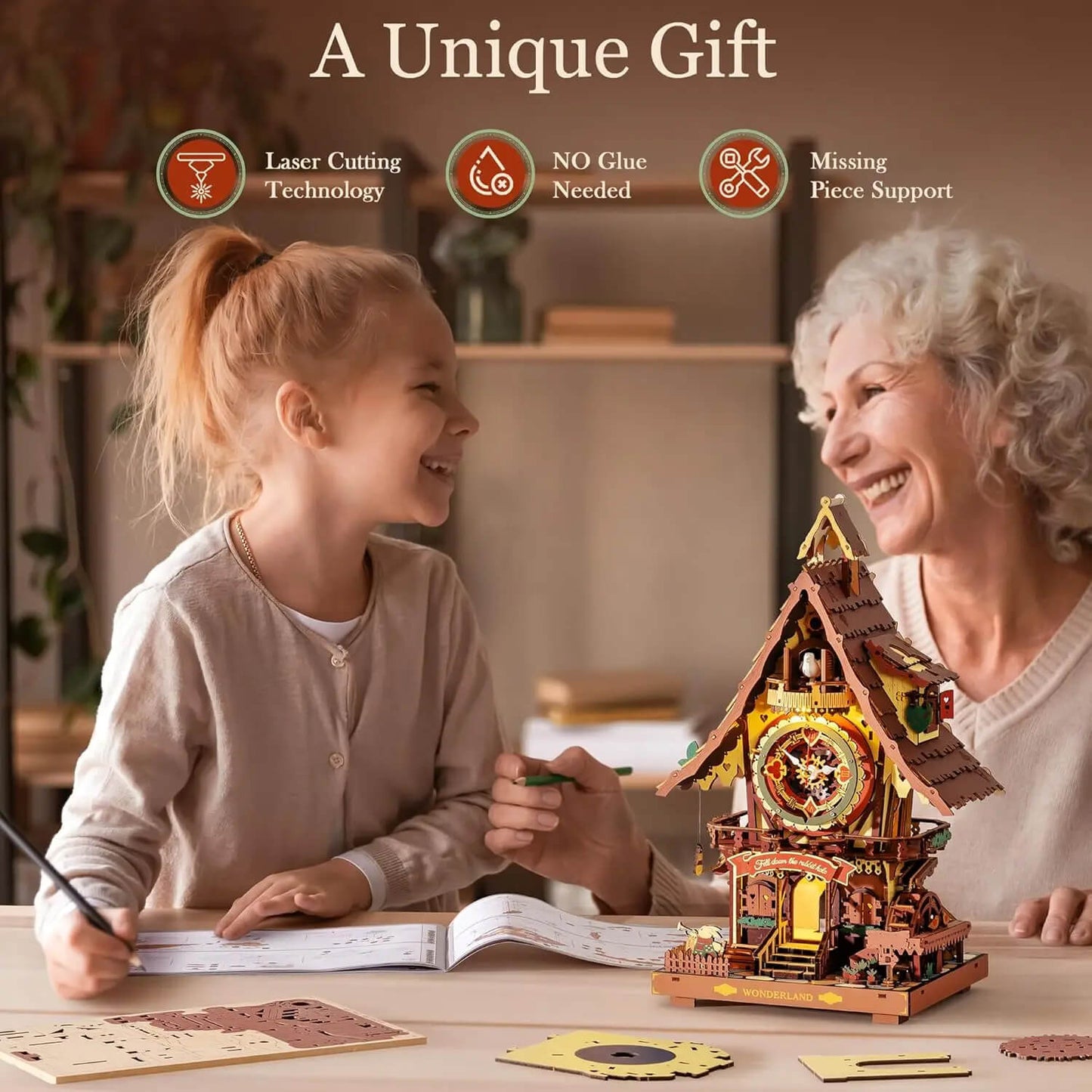 Robotime ROKR Cuckoo Clock – 3D Wooden Puzzle DIY Model Kit