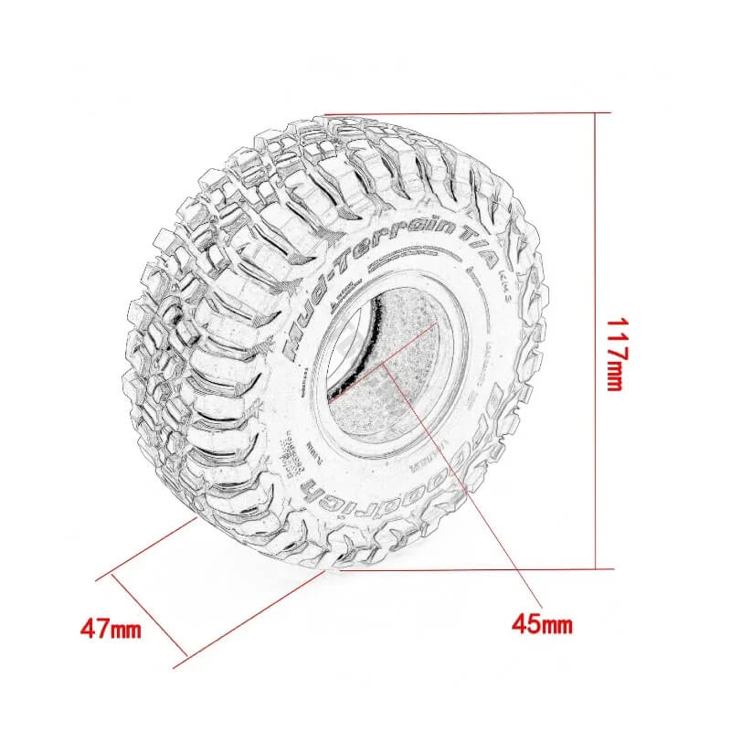 Rock Crawler RC Tyres 1.9 Inch 117mm Tires