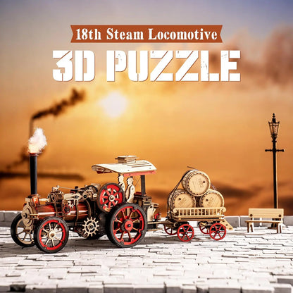 ROKR Mechanical Steam Locomotive DIY Model Building Kit - 3D Wooden Puzzle