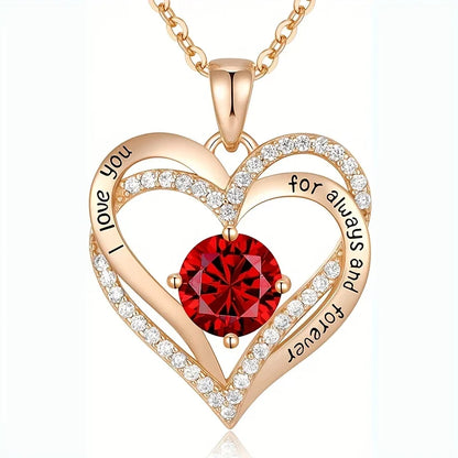 Red Zircon Pendant & Necklaces With Rose Flower Gift Box