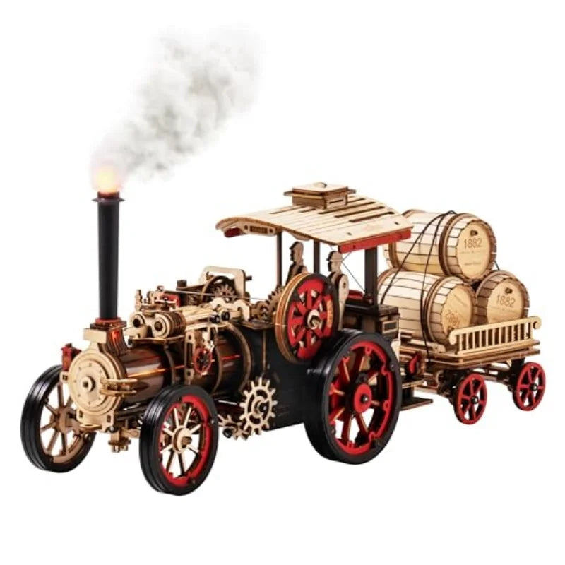 ROKR Mechanical Steam Locomotive DIY Model Building Kit - 3D Wooden Puzzle