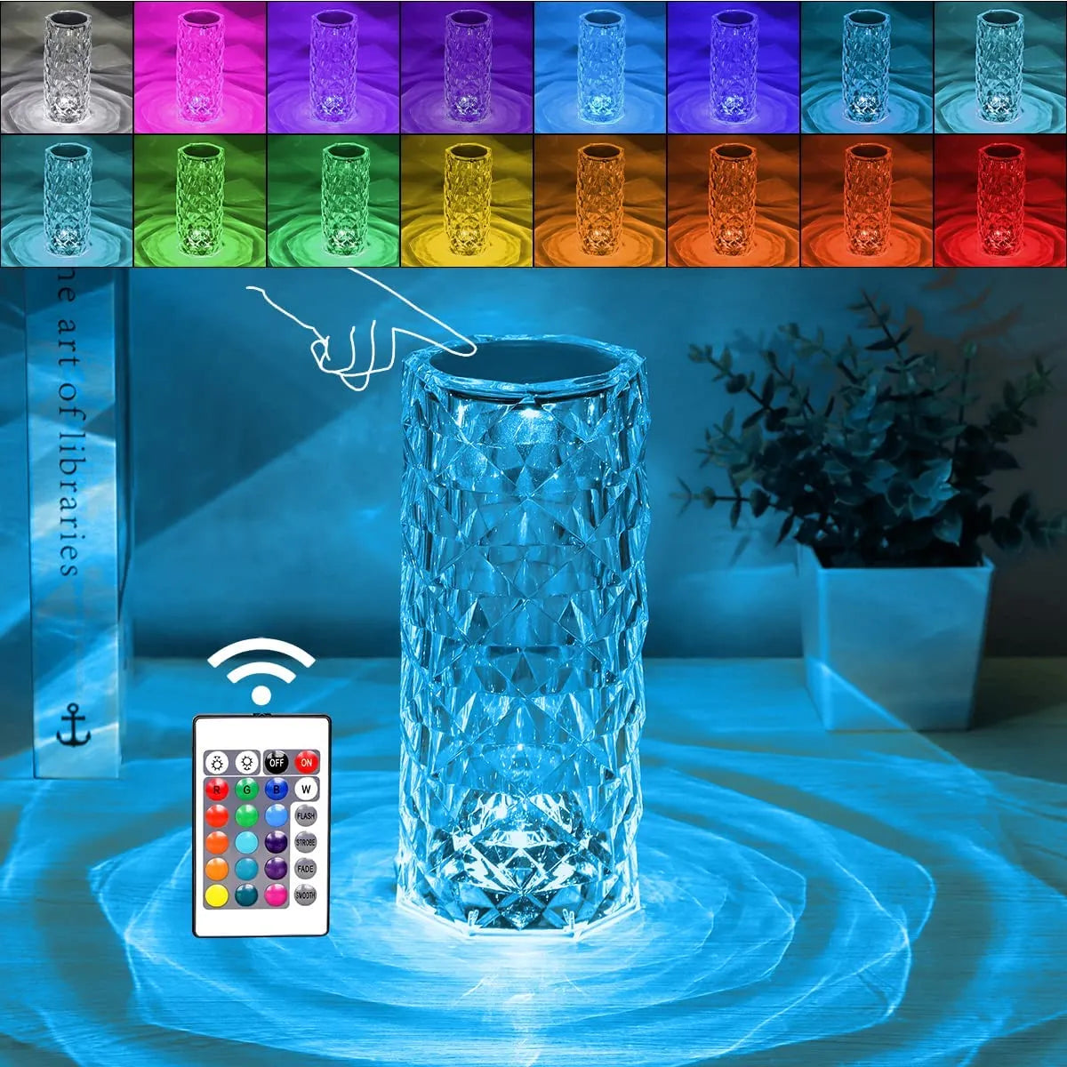 16 Colours RGB Night Light Crystal LED Touch Table Lamp