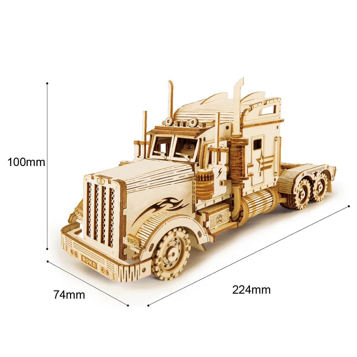 Movable Prime Mover Heavy Truck Model Building Kit - 3D Wooden Puzzle